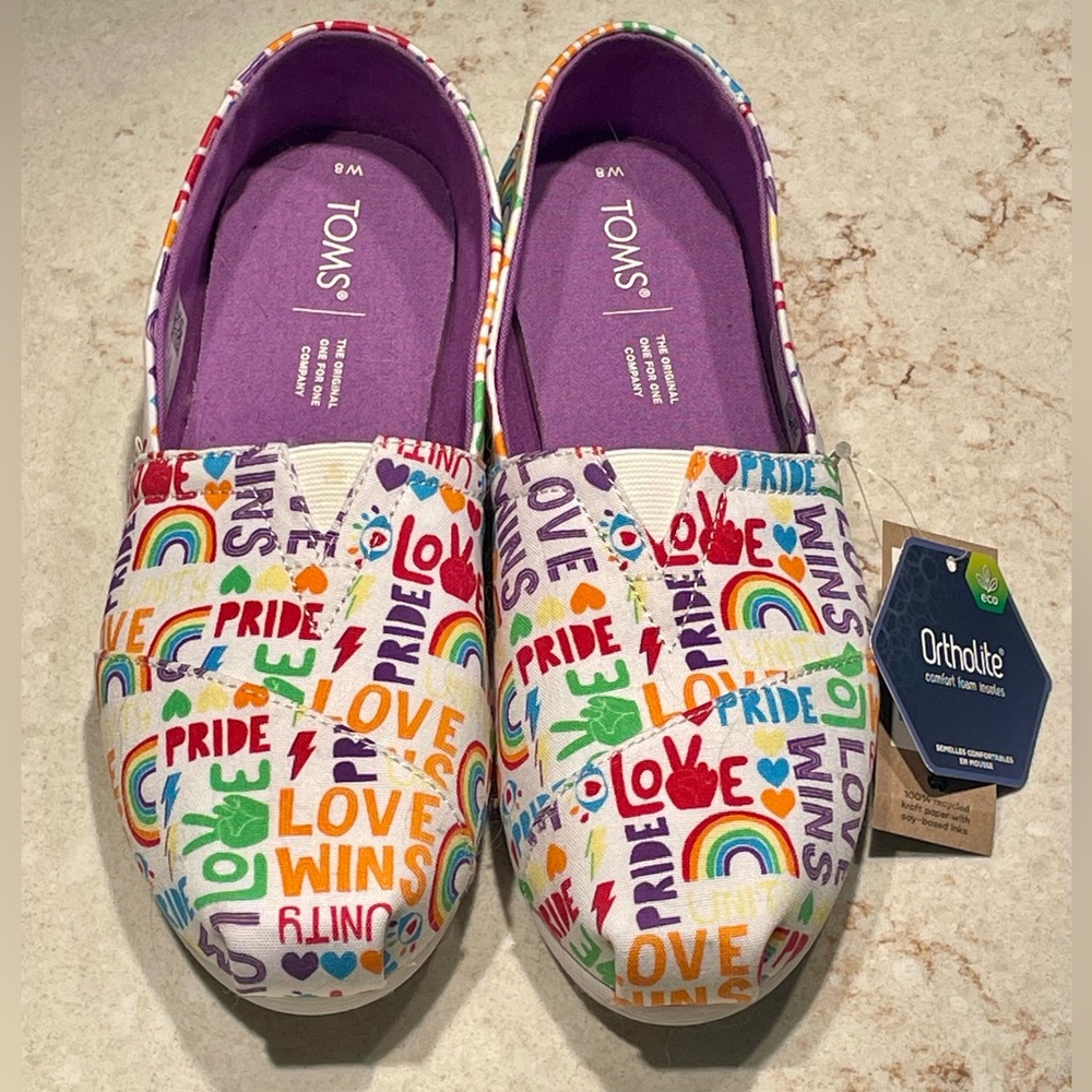 NWT Size 8 Toms Pride Alpargata Slip-On Shoes